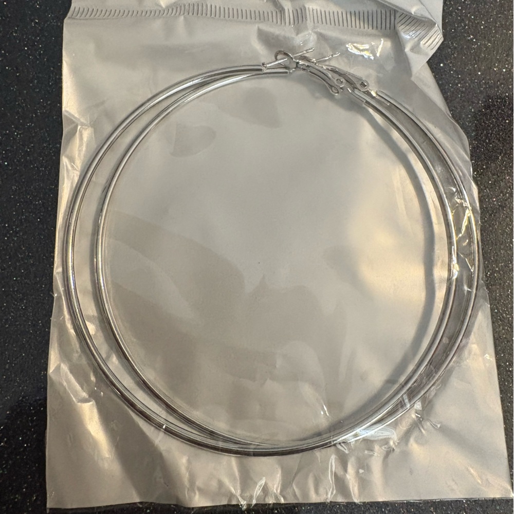 Silver Metal Hoop Earrings